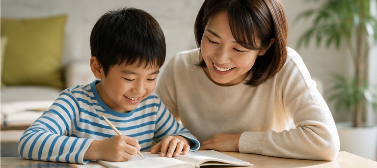 親子で学ぶ様子